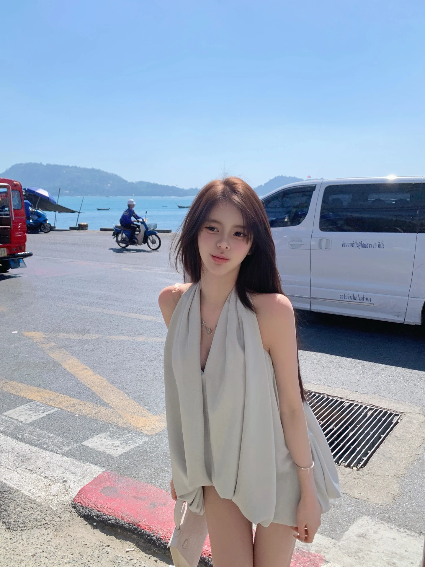 

Ele V-Ne Bal Silk Design Slimming Faionable Top AkiQiu Autumn Chic mat Loose Fit Svel Women's irt