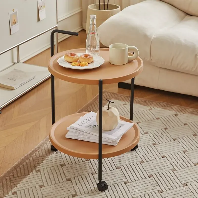 

Coffee Table Living Room Bedside Storage Table Corner Tables Sofa Side Balcony Movable Small Round Table Pulley Rolling Cart Ins