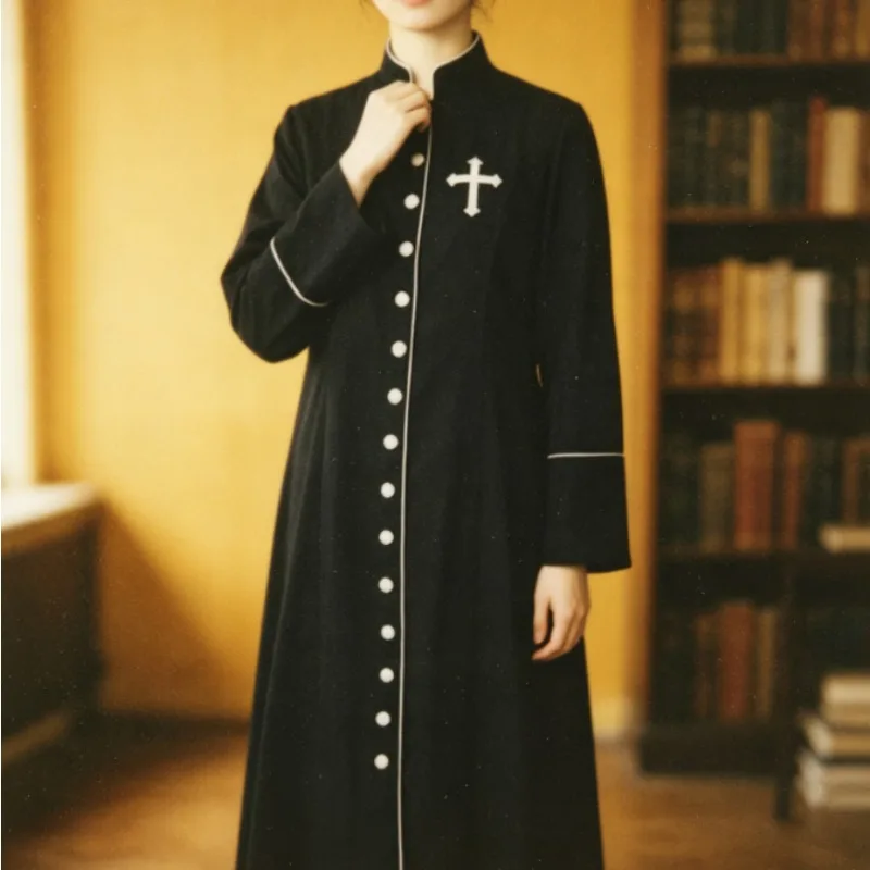 

Men‘s Catholic Priest Cassock Long Sleeve Clergy Robe for Halloween Soft & Wrinkle Resistant Ideal for Church Play