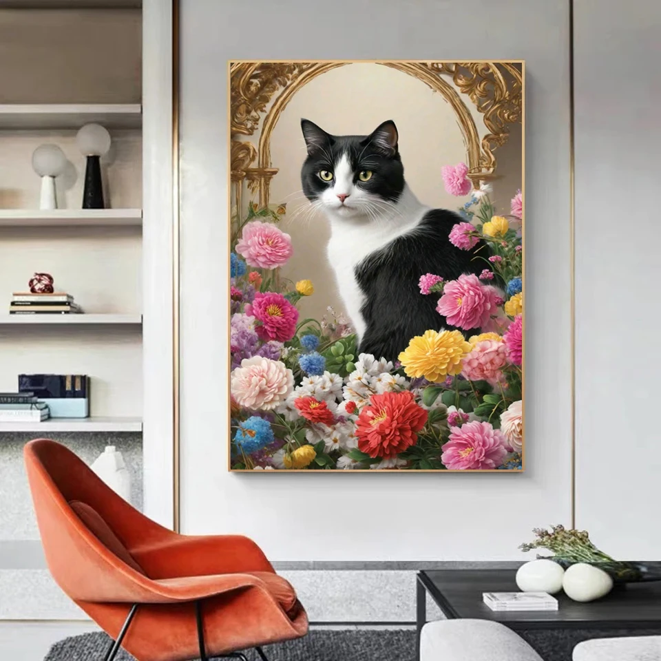 Diamond Painting New 2026 Black Cat Flower Scenery Embroidery Mosaic 5d Diy Cross stitch Full Square Round Rhinestone Home Decor