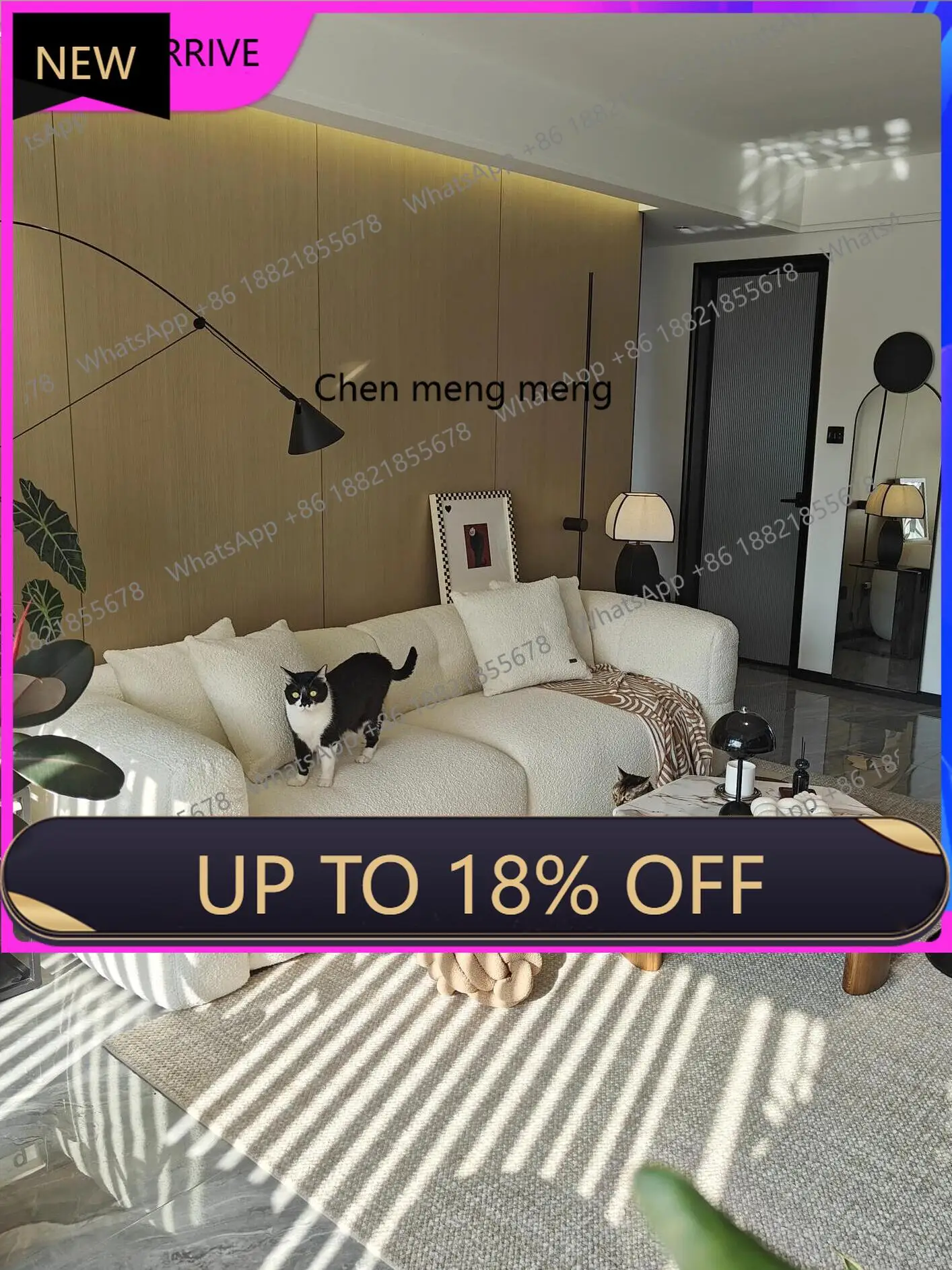 

M78 Retro, sofa living room simple modern log fabric straight row small apartment, new