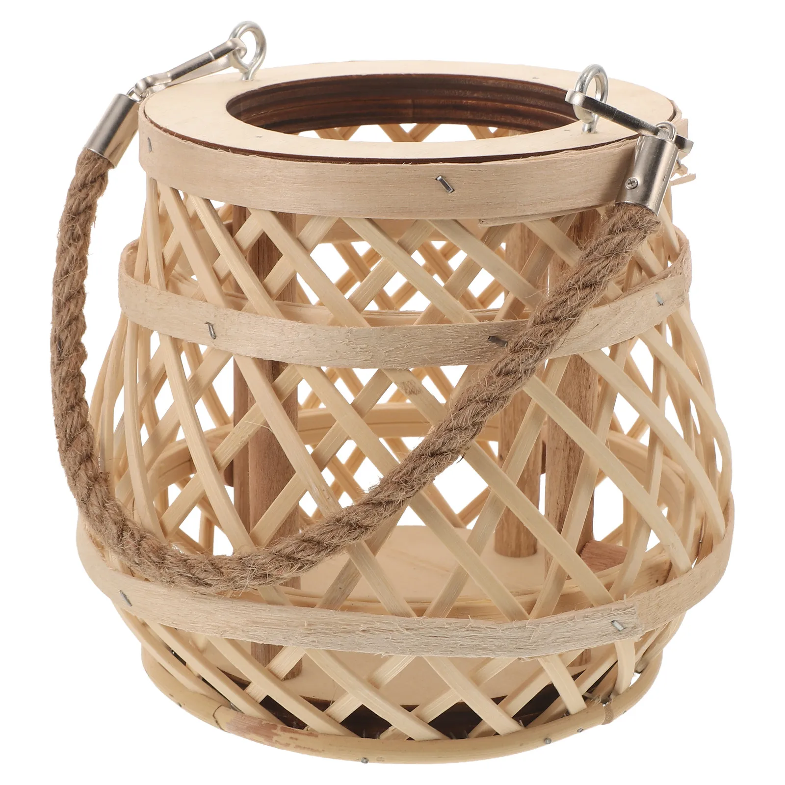 Handwoven Bamboo Lantern Rustic Farmhouse Candle Holder Wedding Table Centerpiece Hanging Decor