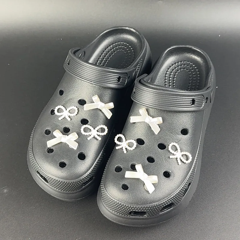 8 قطعة مجموعة سحر الأحذية الموضة اكسسوارات ثقب إبزيم الحذاء لطيف اللؤلؤ القوس DIY بها بنفسك الأحذية زينة الاطفال حفلة امرأة الفتيات هدية