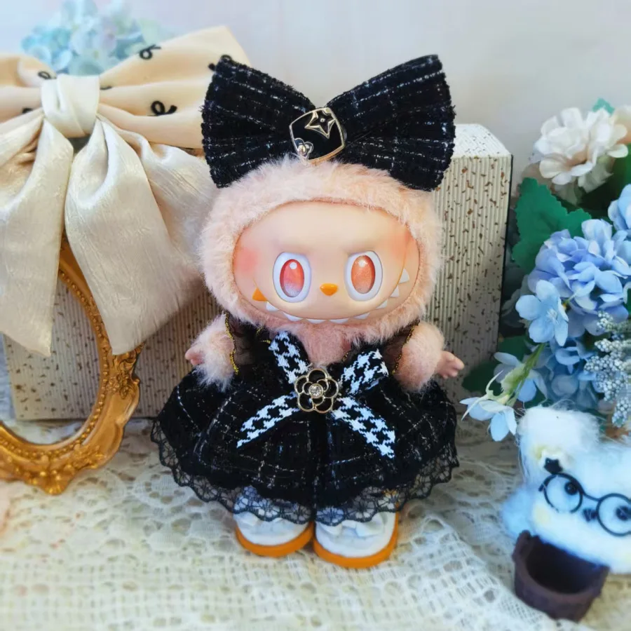 Labubu High Imitation Big Baby Clothes 17cm Vinyl Doll Pendant Plush Toy Clothes Suit Skirt