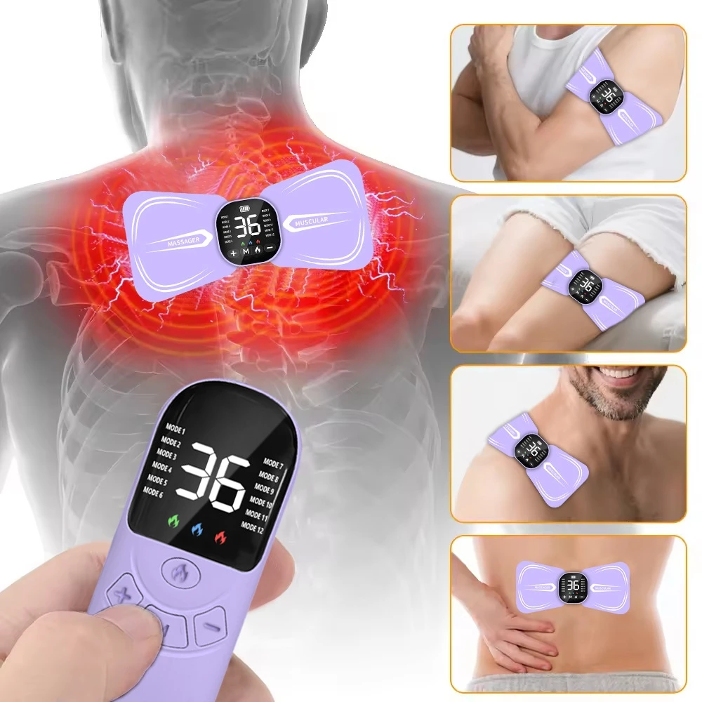 

Портативный мини-массажер для шеи и плеч с EMS-импульсами, беспроводной, с функцией тепловой терапии