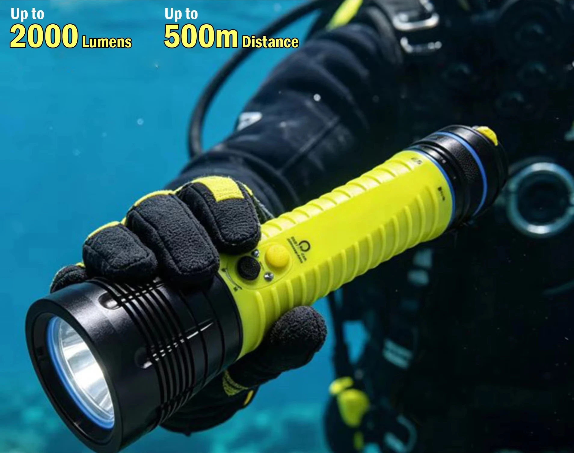 Battery 2000 Lumen USB Rechargeable Flashlight LED IP68 Waterproof Torch FITECH F18 Professional Diving Light