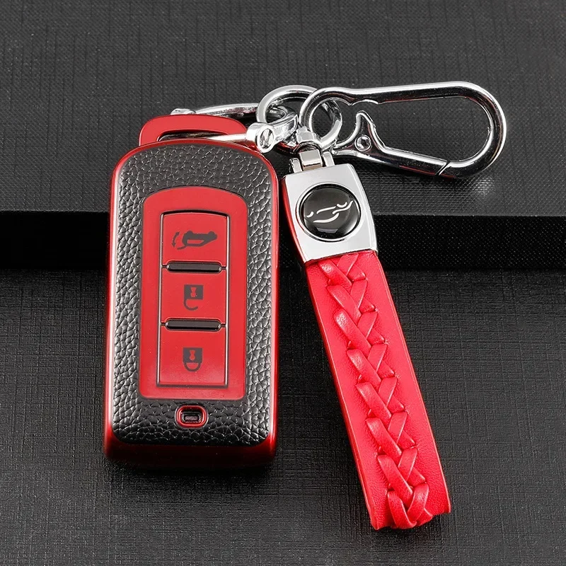 TPU Leahter Car Smart Key Case Cover for Mitsubishi Pajero 3 Outlander III 2013 - 2019 ASX 2020 Shell Holder Protector