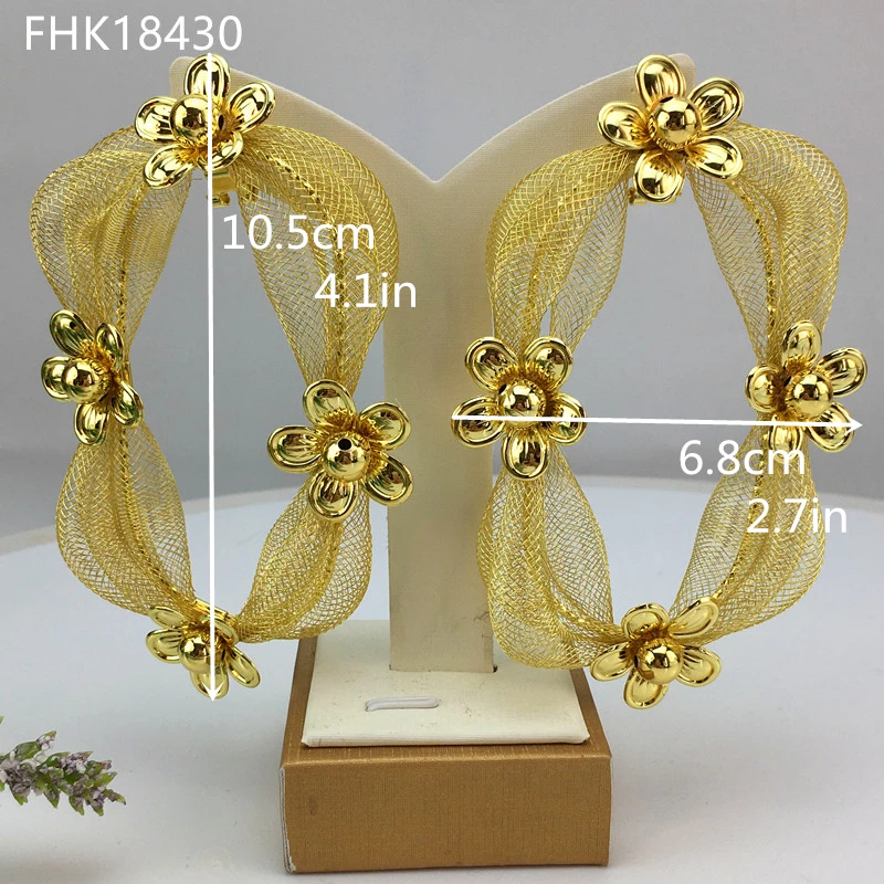 EMMA Women Geometric Statement Earrings Female Oversize Bold Jewelry Accessory Dubai Gold Plated Big Flower Earrings