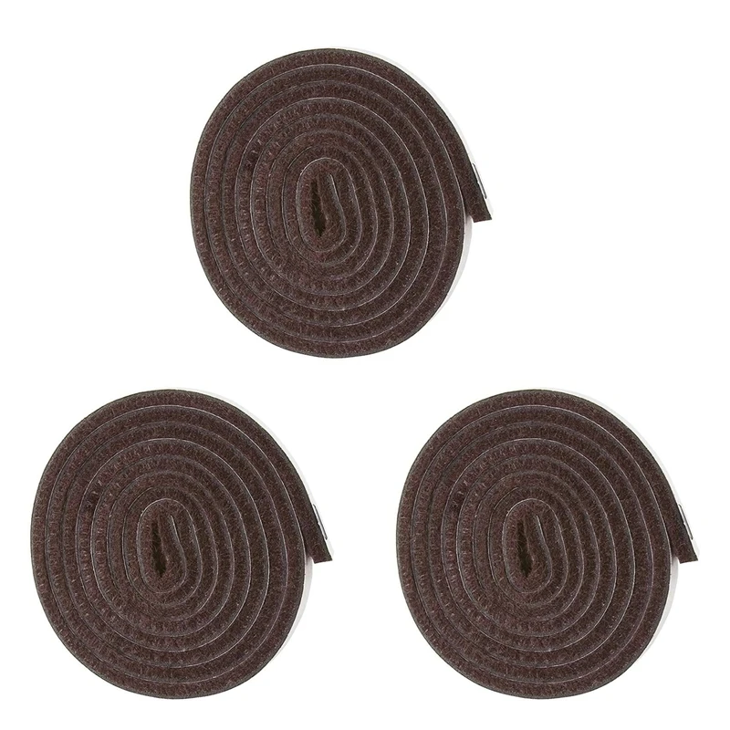 Rolo de tira de feltro resistente autoadesivo ABRU-3X para superfícies duras (1/2 polegadas x 60 polegadas), marrom