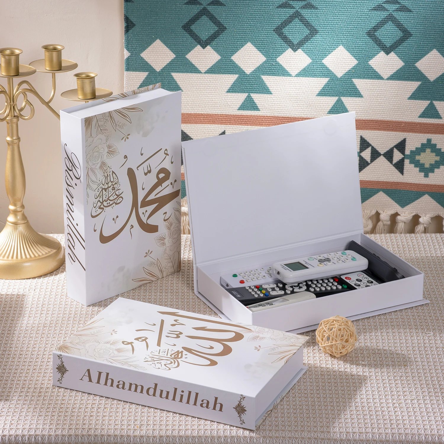 New Islamic Serie Luxury Fake Book Decoration Remote Control Storage Box Fashion living room Coffee Table Decoration Accessories