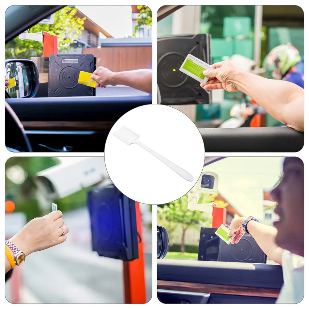 Herramienta de deslizamiento de tarjetas, soporte para tarjetas de pago de coche, palo de acceso de pedaje de estacionamiento de plástico duradero, accesorio de estacionamiento de vehículos, 6 uds.