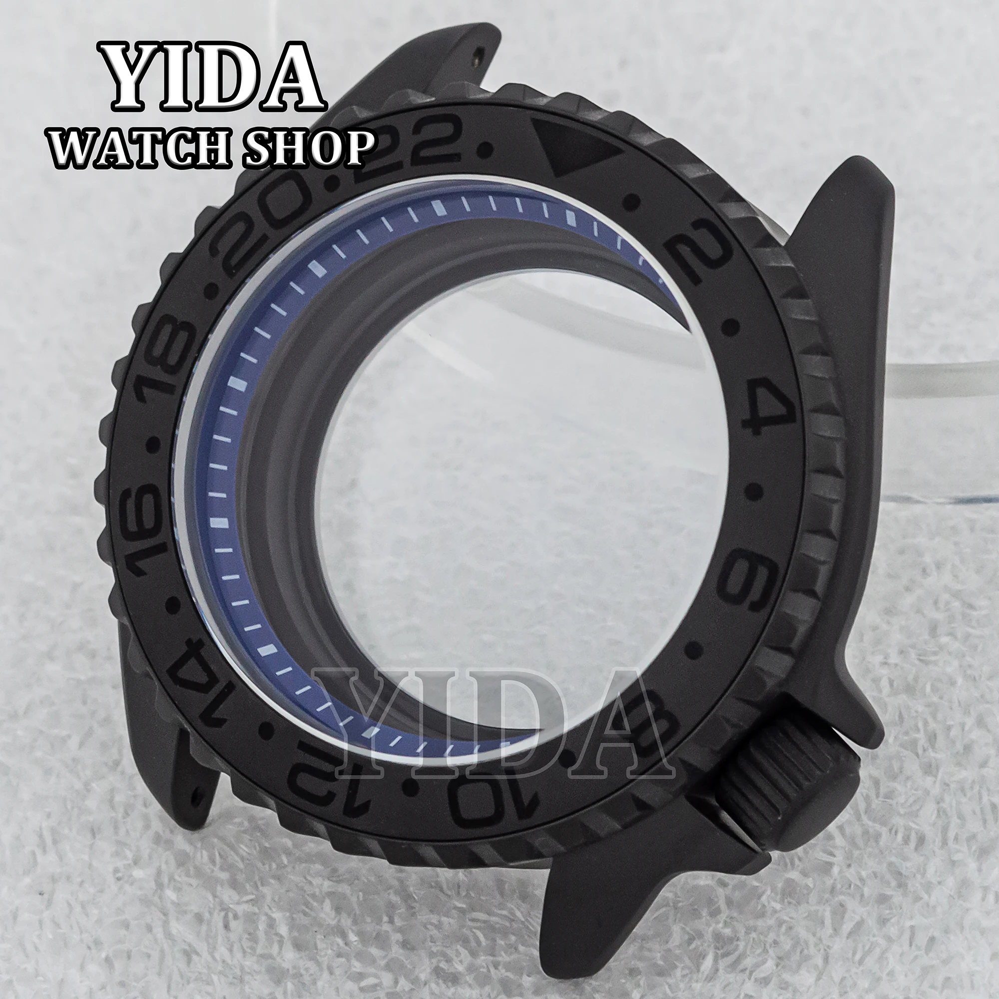 

42MM PVD Black Watch Case 316L Stainless Steel 10ATM Waterproof Case Sapphire Crystal For SKX007 NH35 NH36 Automatic Movement