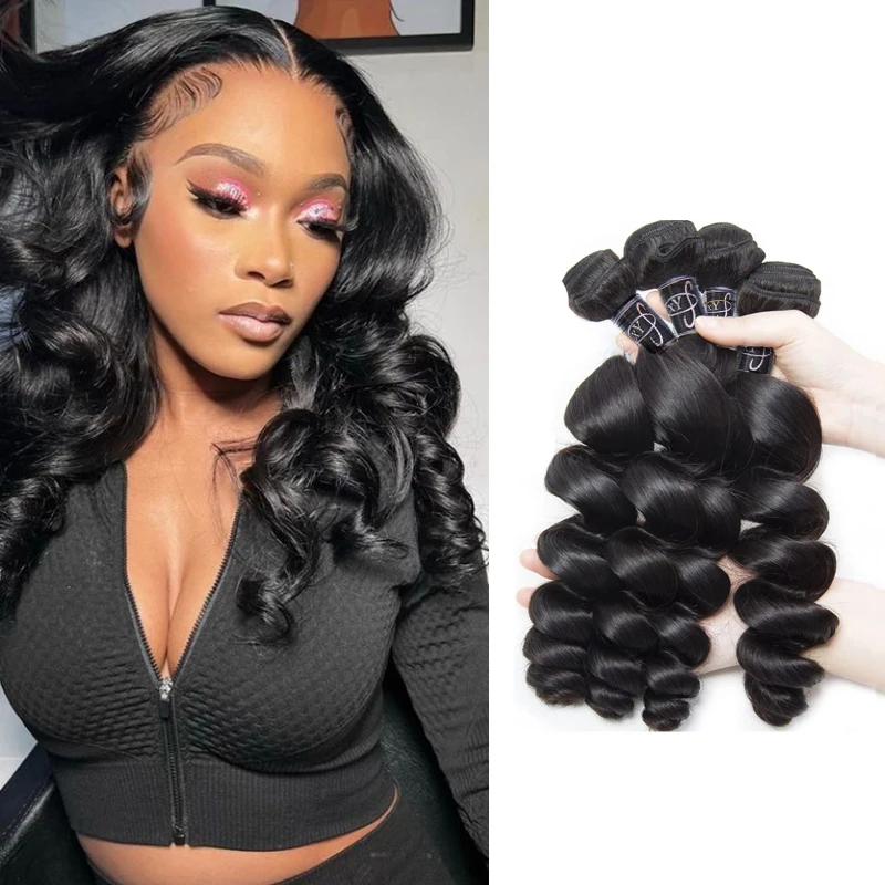 

Loose Curly Bundles Human Hair 100% Natural Color Weave Bundles Brazilian Weaving Hair Extensions 3 Bundles Deal Curly Bundles