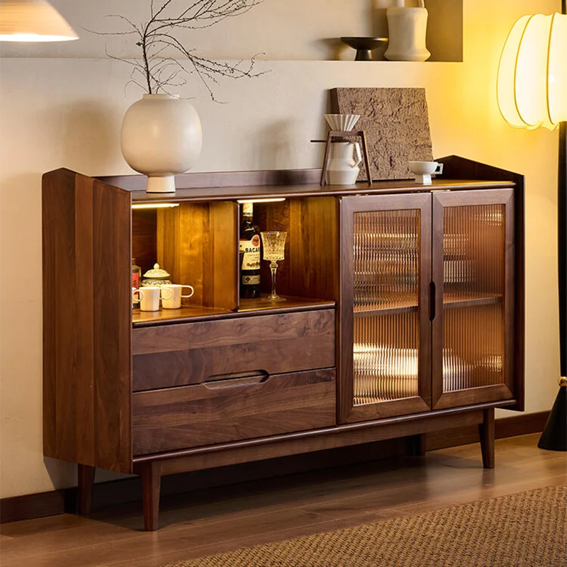 

Североамериканский обеденный боковой шкаф из черного ореха, встроенный шкафчик на стене, высокое качество