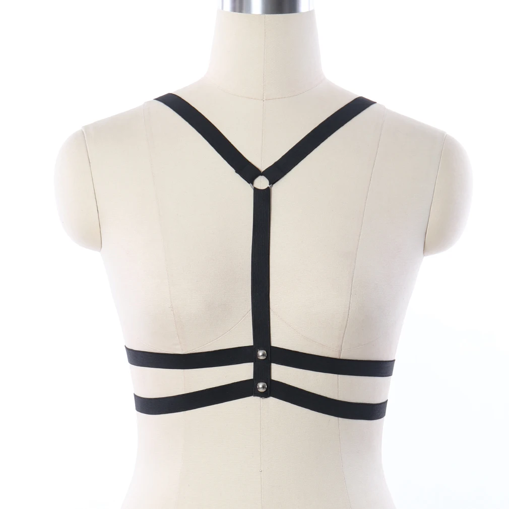 

BONDAGE STRAPPY Women Sexy Lingerie Goth Crop Top Cage Bra Adjustable Body Harness Black Harajuku Cosplay Hollow Harness Belt