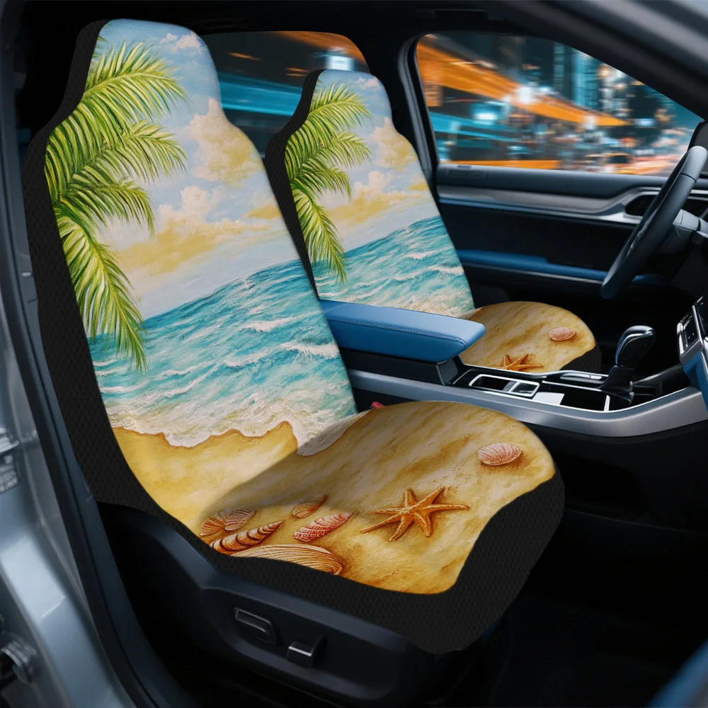2 housses de siège de voiture imprimées Tropical Beach Bliss – Protections de sièges avant pour voitures, SUV et berlines, conception durable, installation facile