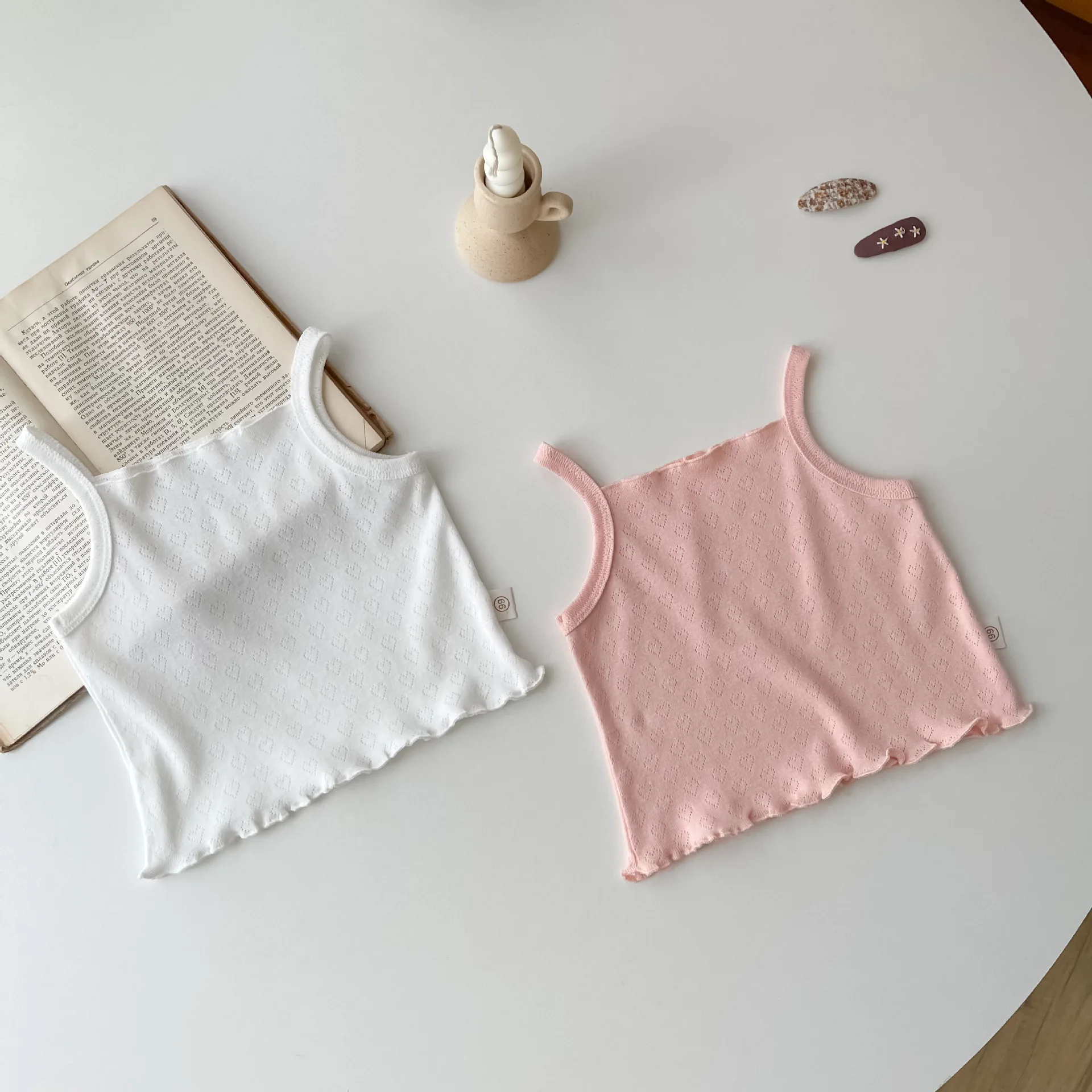 Summer New Kid Camisole Newborn Hollow Out Love Vest Girl Baby Thin Solid Casual Tops Waistcoat Infant Cotton Suspenders Shirt