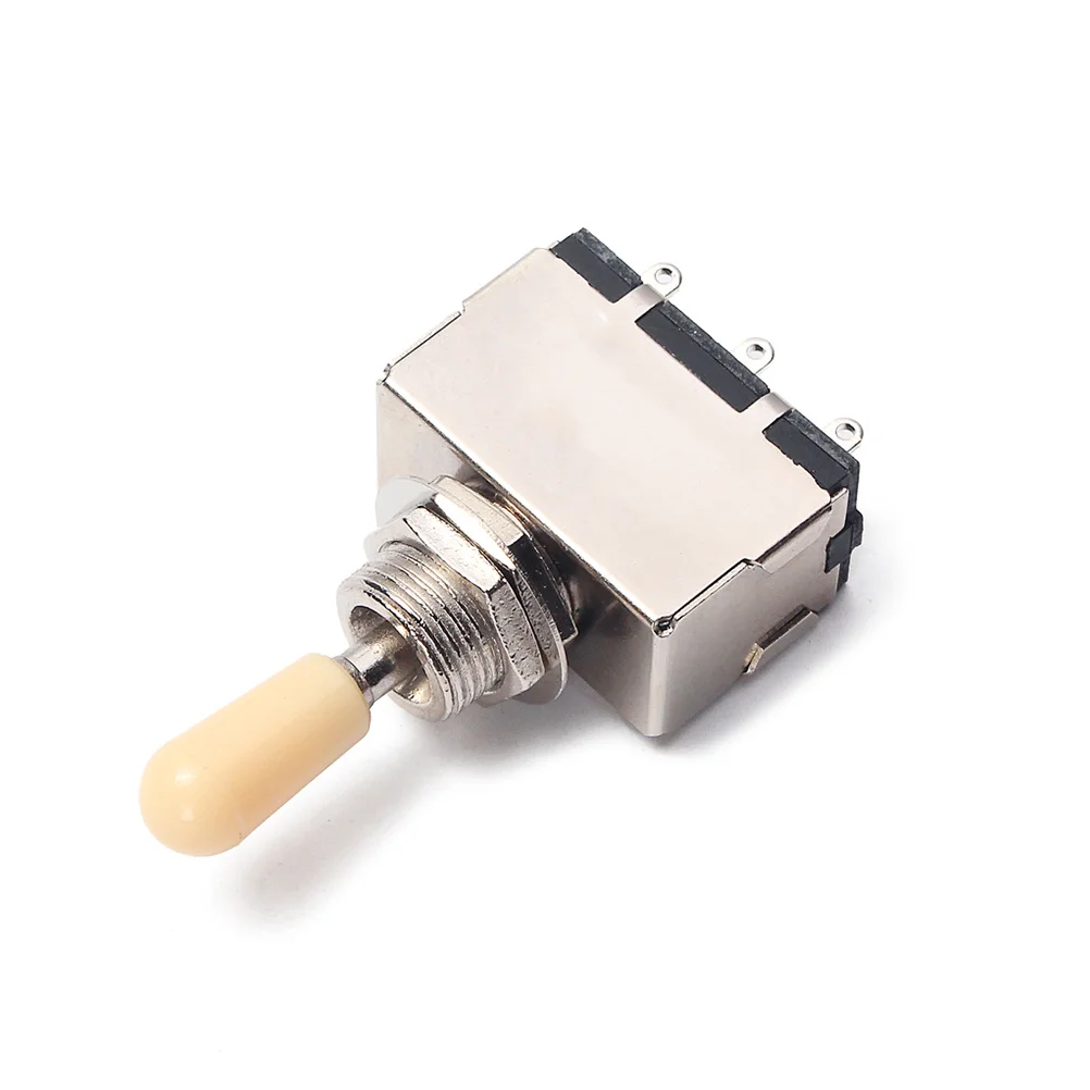 

3 Way Pickup Selector Toggle Switch Yellow Chrome Box Style Guitar Replacement Pickup Selector 3 Position Enclosed Noiseless