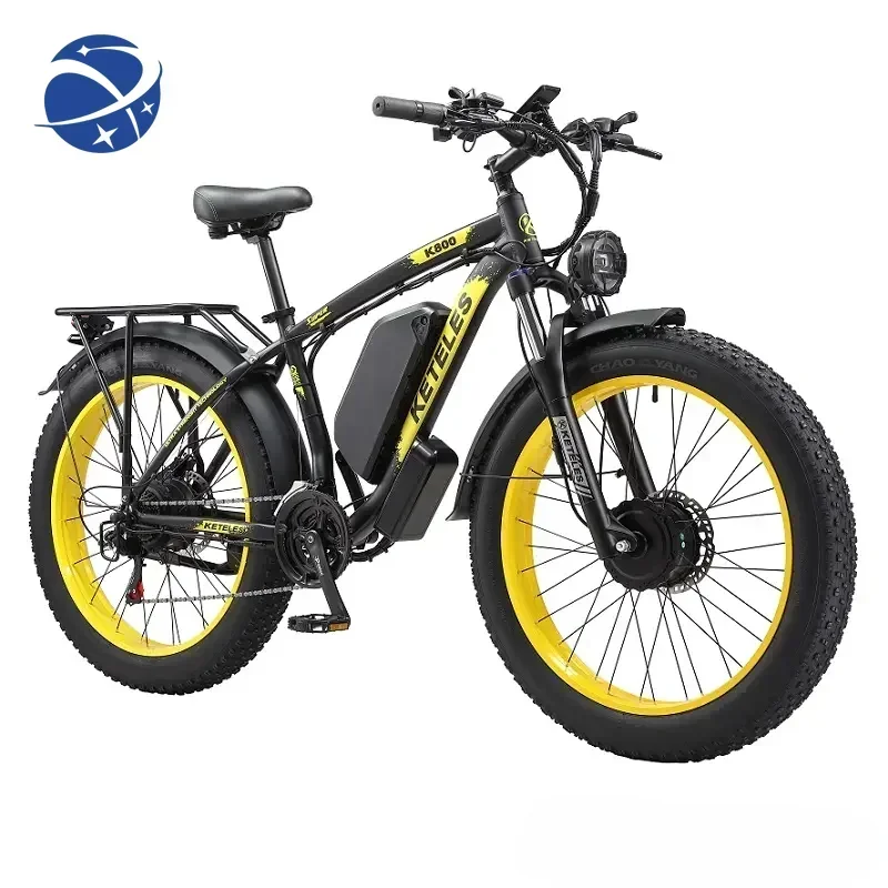 YYHC 48V23AH/18ah EBike 26X4.0 Inch Electric Bike Dual Motor Two Wheel Drive Battery Off-Road Fat Tire  Electric Bicycle