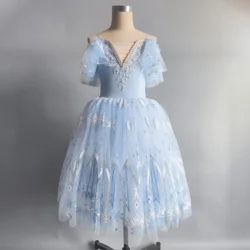 Pink Blue Ballet Dress For Girls Performance Clothes Long Romantic Ballet Tutu Swan Lake Ballerine Children Fairy Ballet Costume