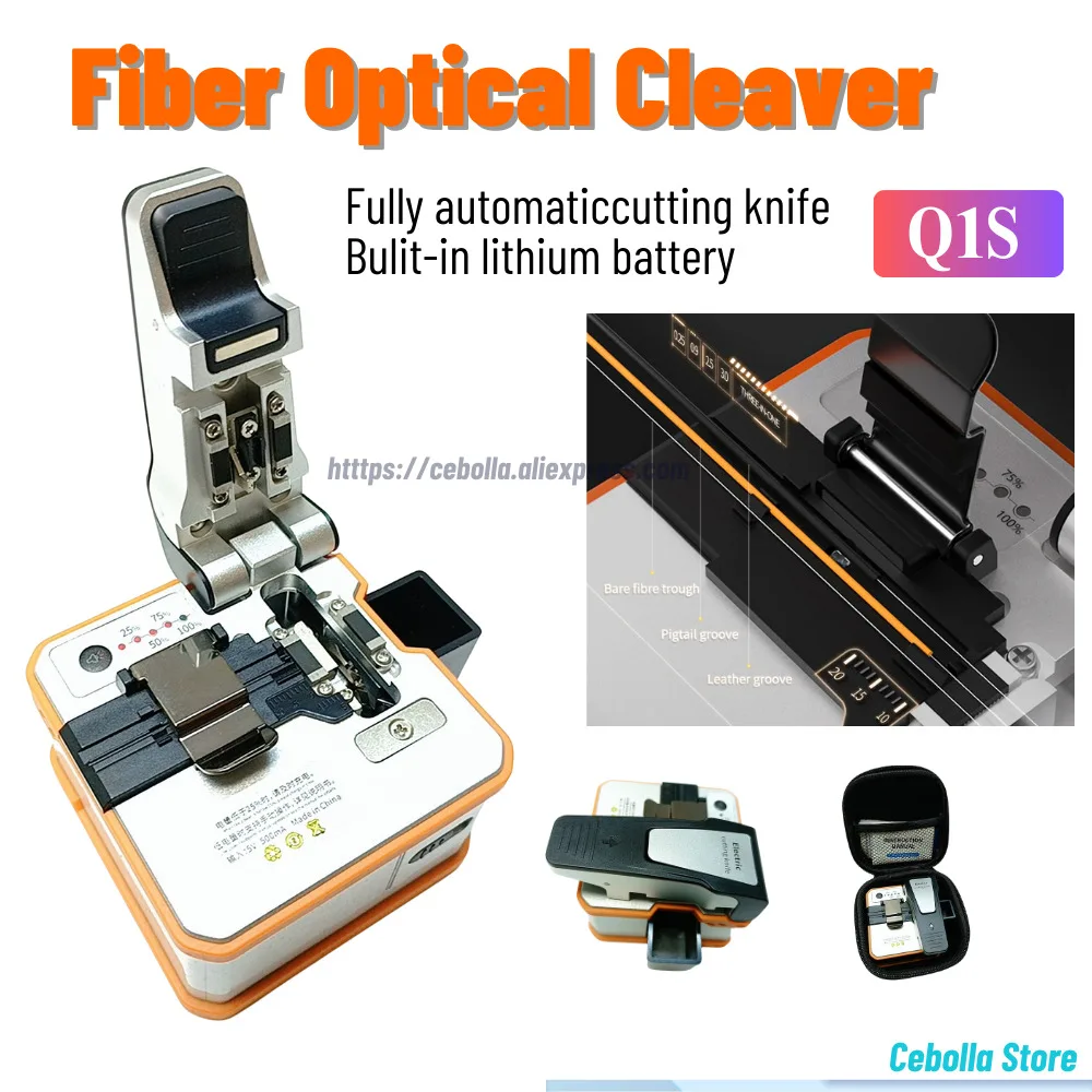 

скалыватель волокна Q1S Полностью автоматический электрический перезаряжаемый оптический кабель с высоким резаком Ftth скалыватель оптического волокна