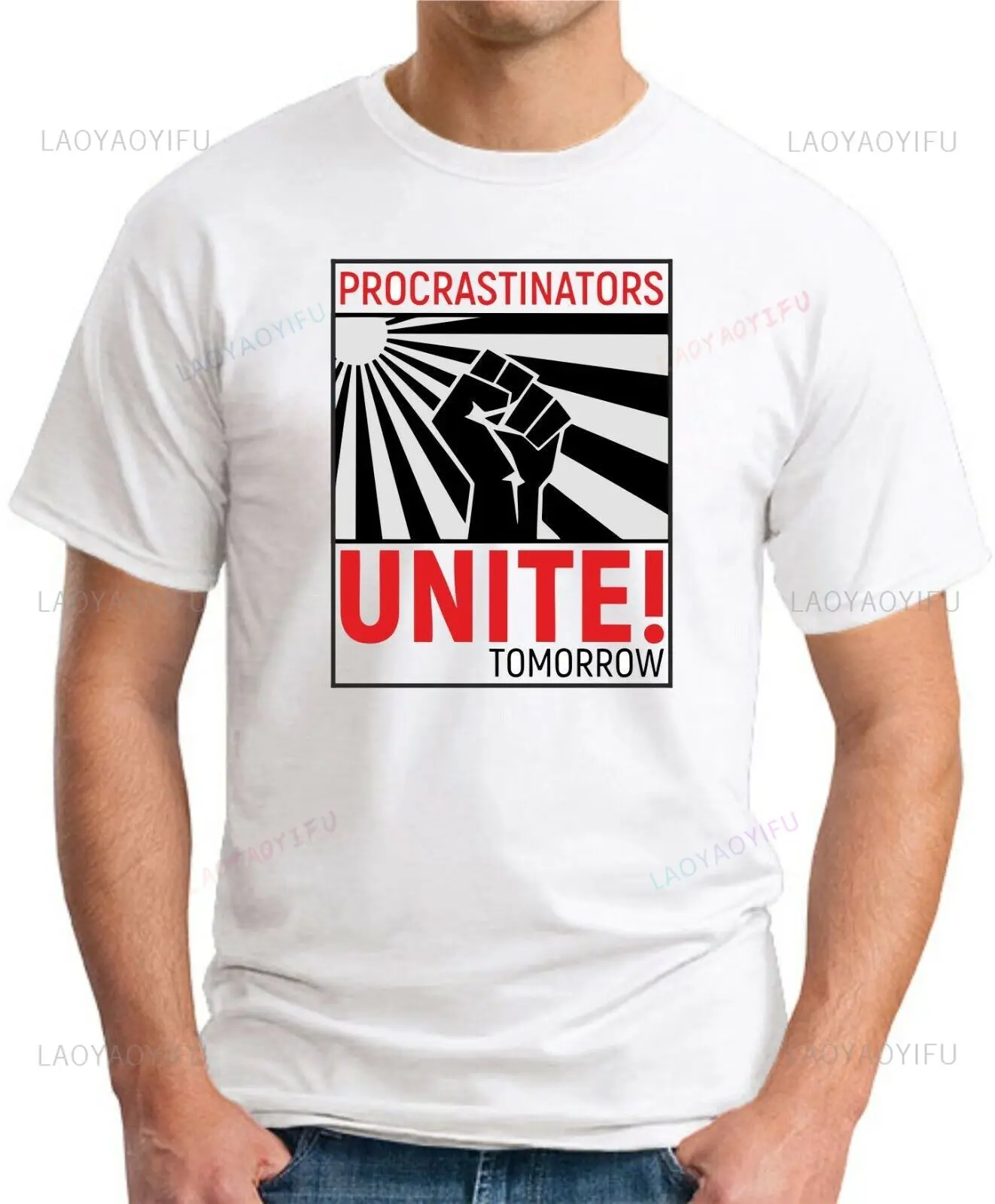 procrastinators unite Tomorrow T-shirt  fanny slogan's casual fashion unisex streetwear for men by berti