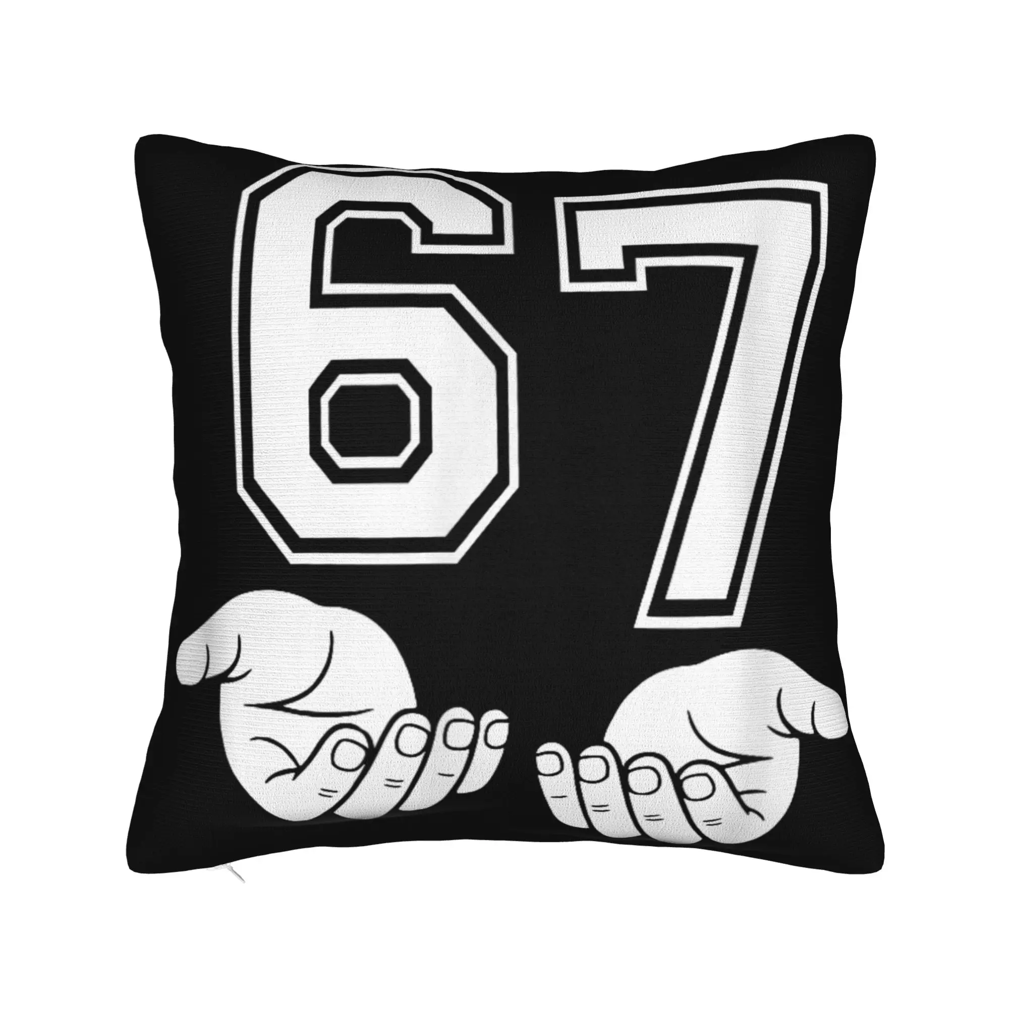 Six Seven 67 Minimal Number Design with Open Hands Pillow Cover  Kawaii Pillow Case For Couch Sofa Bedroom Soft Pillowcases Gift