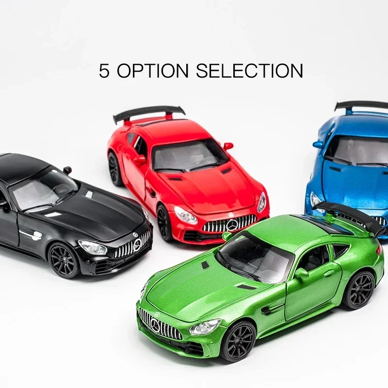 Voiture de sport Mercedes Benz Jas GTR, modèle en alliage métallique moulé sous pression, son et lumière, nervure arrière, collection de jouets pour enfants, cadeaux, 1:32