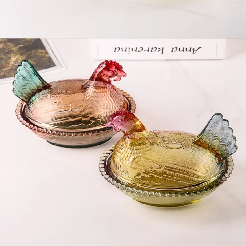 

Crystal glass storage tank creative glazed chicken candy jar household glazed sugar jar snack storage