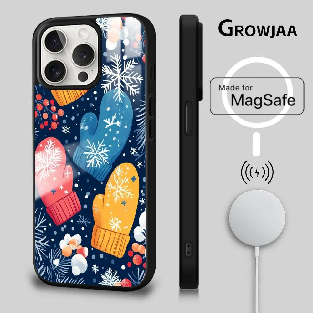 

Christmas Gloves phone case for iPhone 17 16 15 14 13 12 11 Pro Max Plus Mini Magsafe Magnetic Wireless Mirror Funda