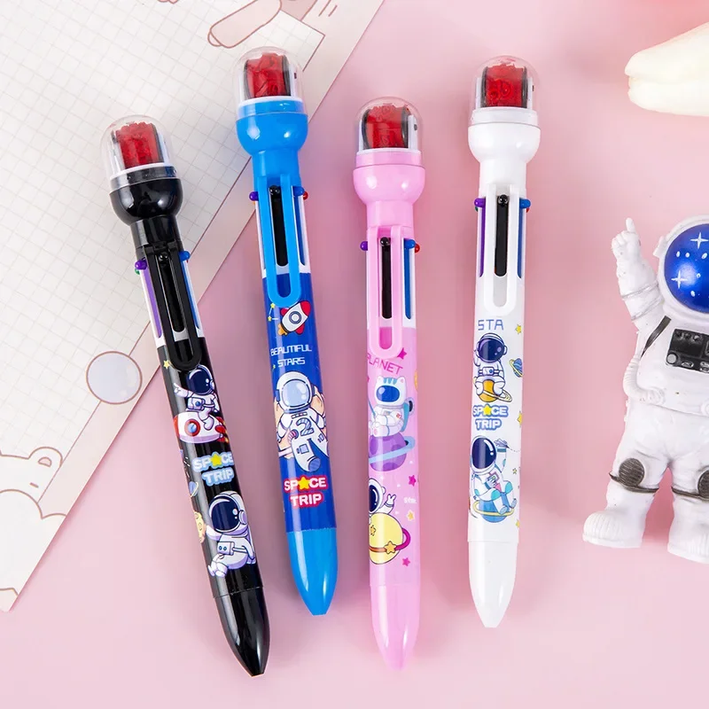 6 In 1 penna a sfera colorata Kawaii Roll con timbro penna a sfera multicolore marcatura strumento di scrittura forniture di cancelleria per ufficio