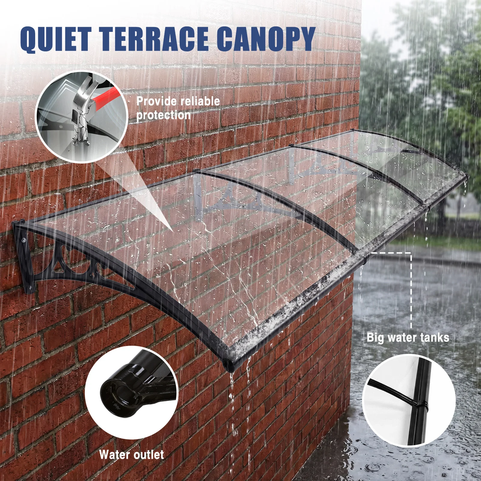 

Awning for Door Entrance Strong Load-Bearing Capacity Window Canopy Exterior Long Service Life for Rain Snow Sunlight Protection