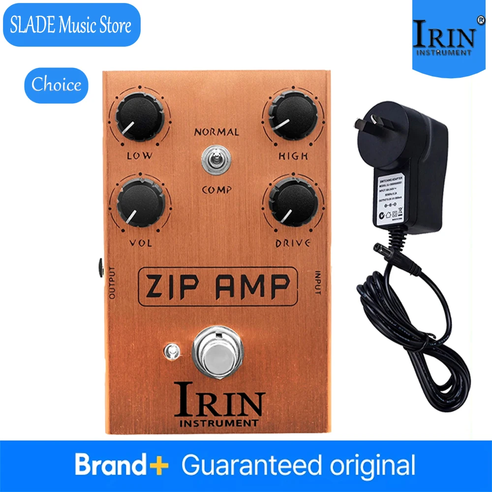 

Гитарная педаль эффектов IRIN ZIP AMP: мощный гейн, сильная компрессия, овердрайв, тоновые эффекты, педаль для электробаса с адаптером 9В