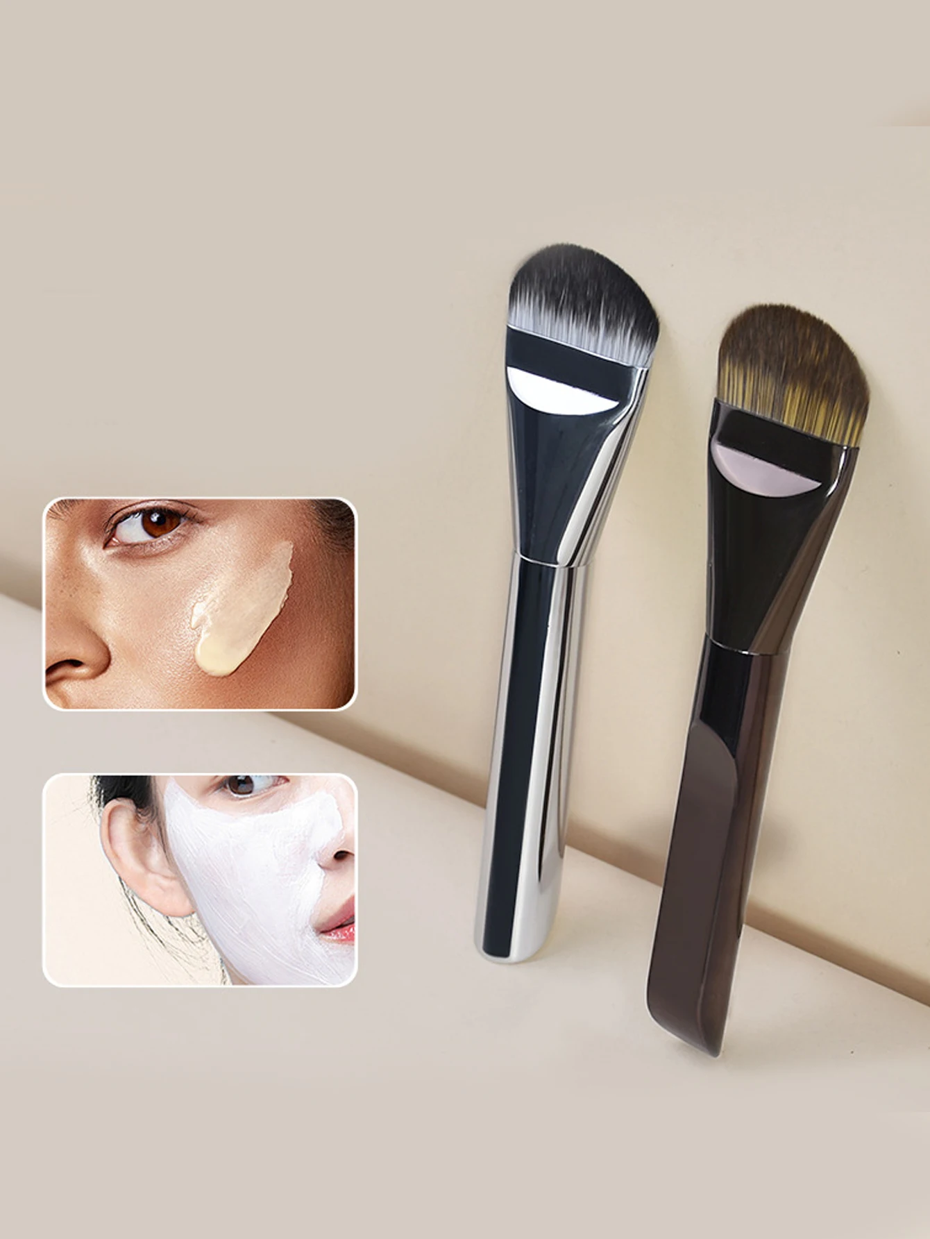 Brocha para base de lengua ancha ultrafina, corrector sin marcas, sin polvo, cabeza plana, herramientas de belleza para el cabello suave, brocha de maquillaje, brocha para máscara
