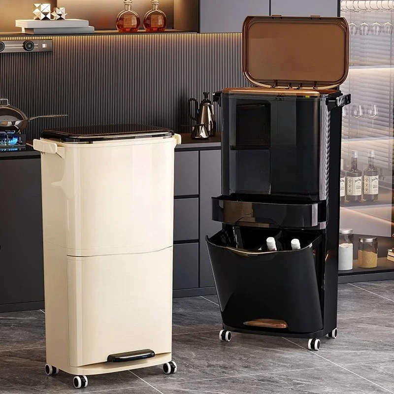 Kitchen trash can household removable large capacity special dry and wet separation classification