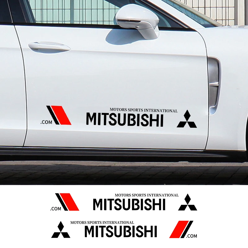 2Pcs Car Logo Door Side Stickers Waterproof Body Decal For Mitsubishi Asx Lancer Pajero 4 Outlander 3 Xl l200 EX10 X Colt Pajero