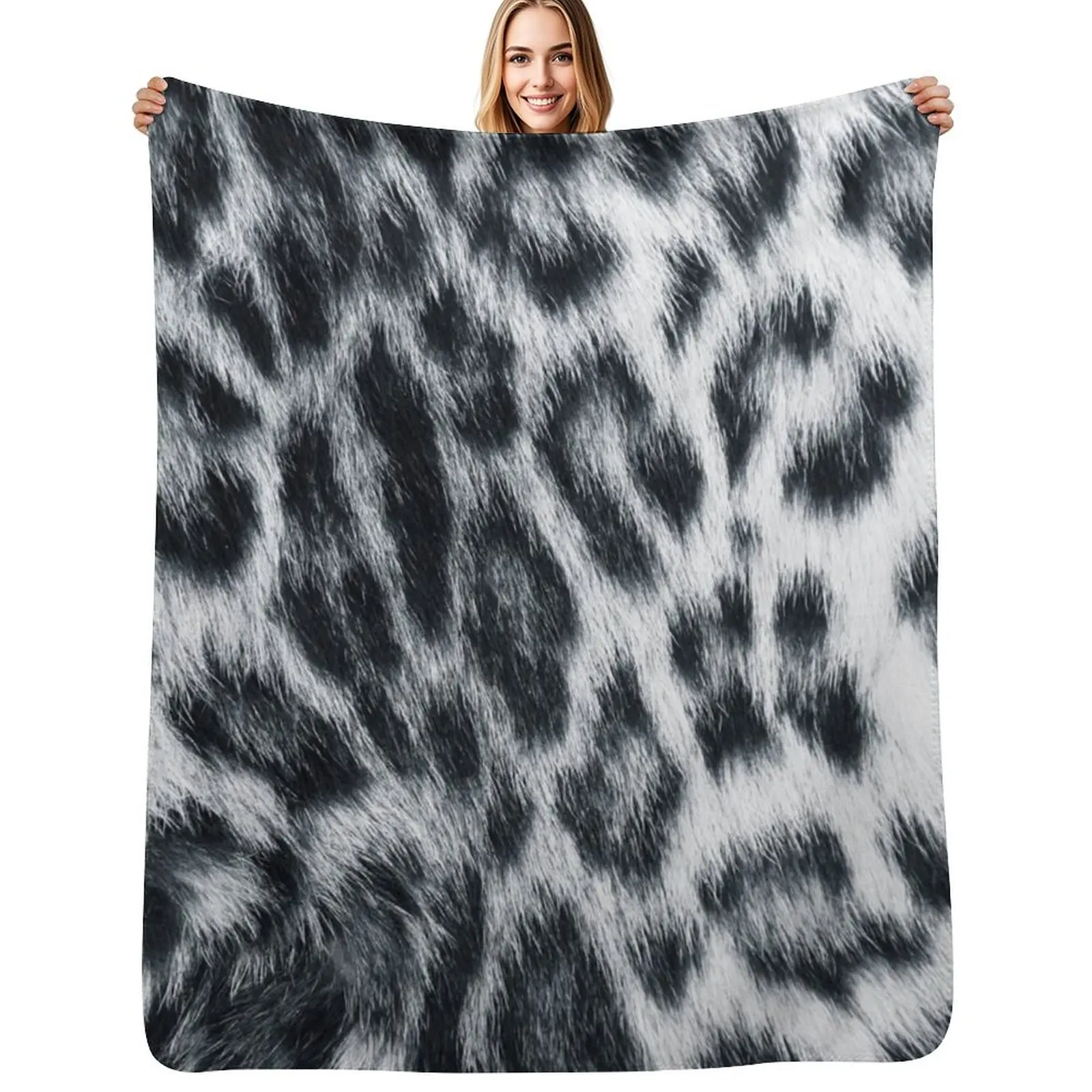 

Snow Leopard Real to Life Print Throw Blanket Blankets For Baby decorative christmas decoration Blankets