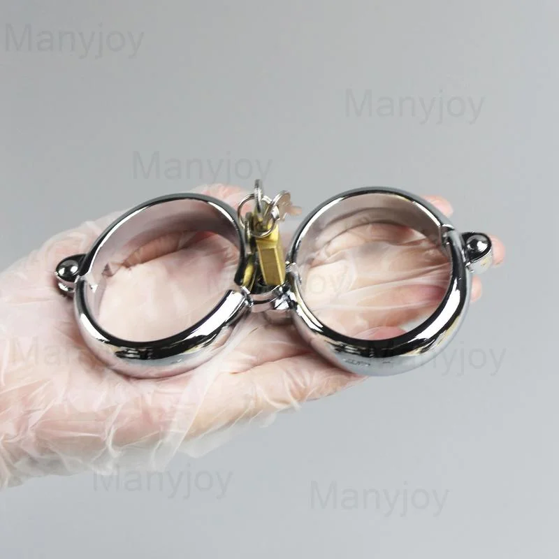 Manyjoy Stainless Steel Handcuffs Wrist Cuffs Lockable Shackles Manacle Bondage Fantasy Sexy Game Sex Toys for Men Women Couples