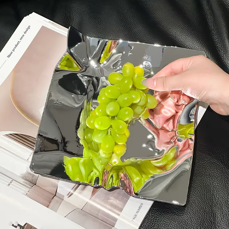Simple Wave Patterned Fruit Storage Tray Fashionable Home Dining Table Storage Tray Living Room Exquisite Decorative Tray Gift