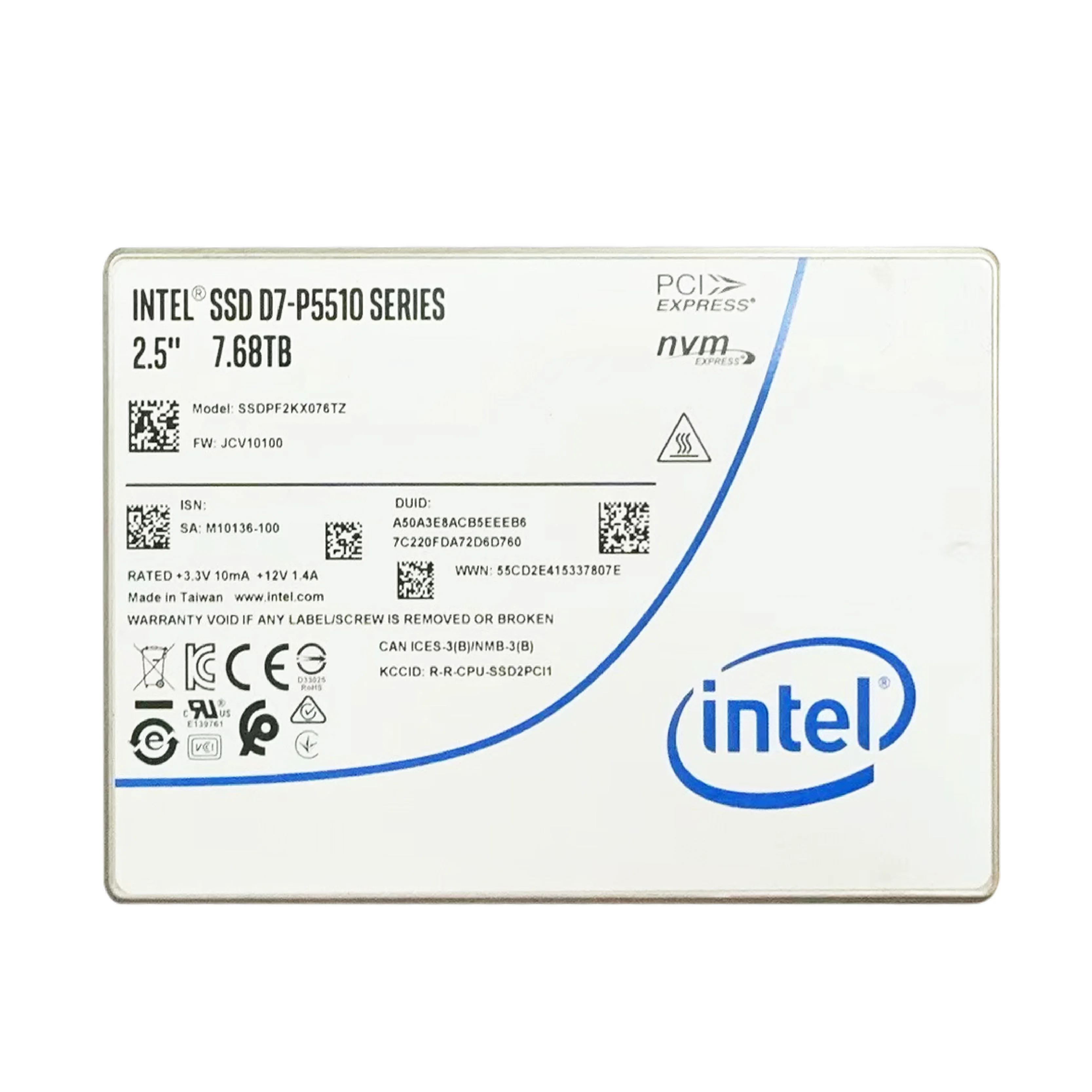 Intel P5510 7.68TB U.2 SSD SSDPF2KX076TZ Enterprise solid state Drive