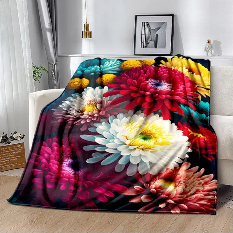 

3d Print Pretty Flower Blanket Rose Chrysanthemum Blanket Soft Throw Blanket for Home Bedroom Bed Sofa Cover Kids Quilt