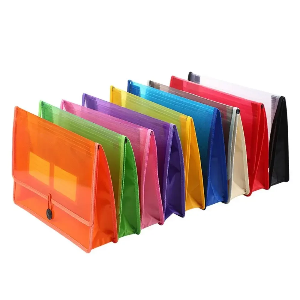 1pcs Transparent Lightweight File Bag Portable Waterproof Folder Document Holder Large Capacity Button Storage School Test Paper
