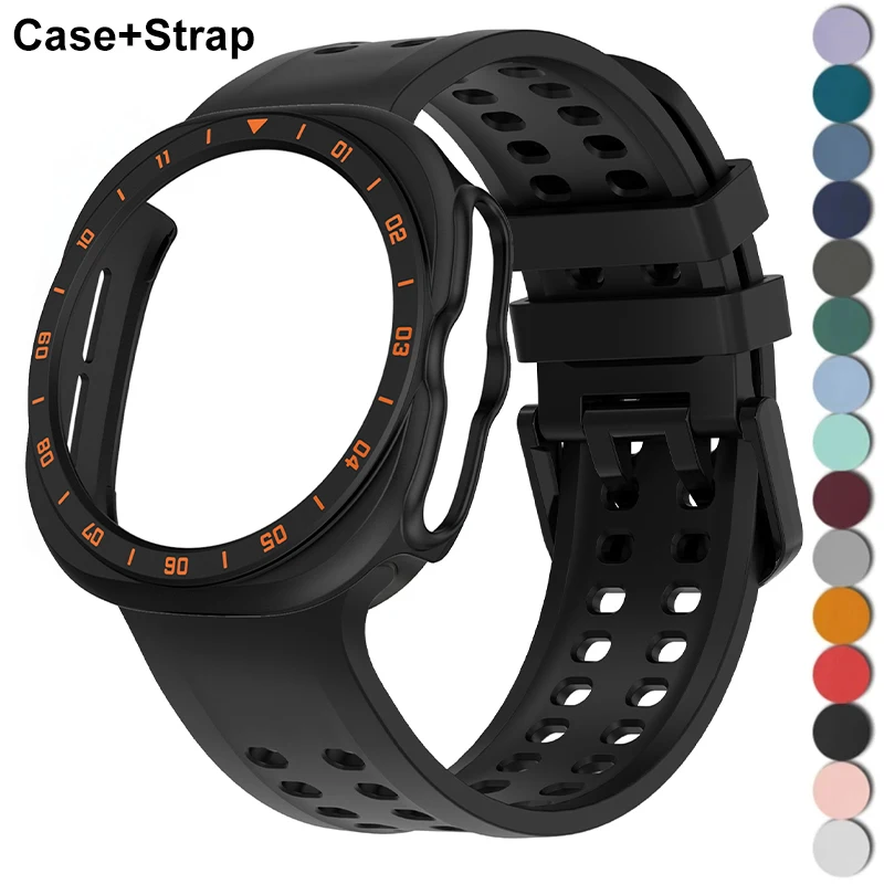 Case+Strap for Samsung Galaxy Watch Ultra 2 2026 47mm Rugged PC Scale Protector Bumper Frame Cover with Silicone Band Bracelet