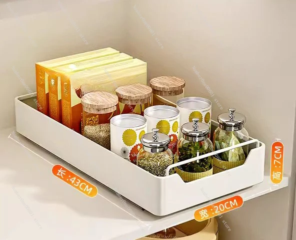 No Punching Kitchen Pull-out Rack Under Sink Pull Basket Cabinet Slide Rail Drawer Storage Box Seasoning Rack