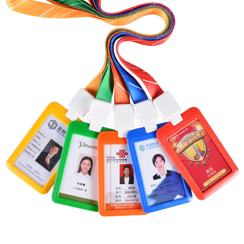 Telescopic ID Card Holder Buckle Lanyard Employee Badge Rope Certificate Card sets Work Card Protection Sleeve Folders