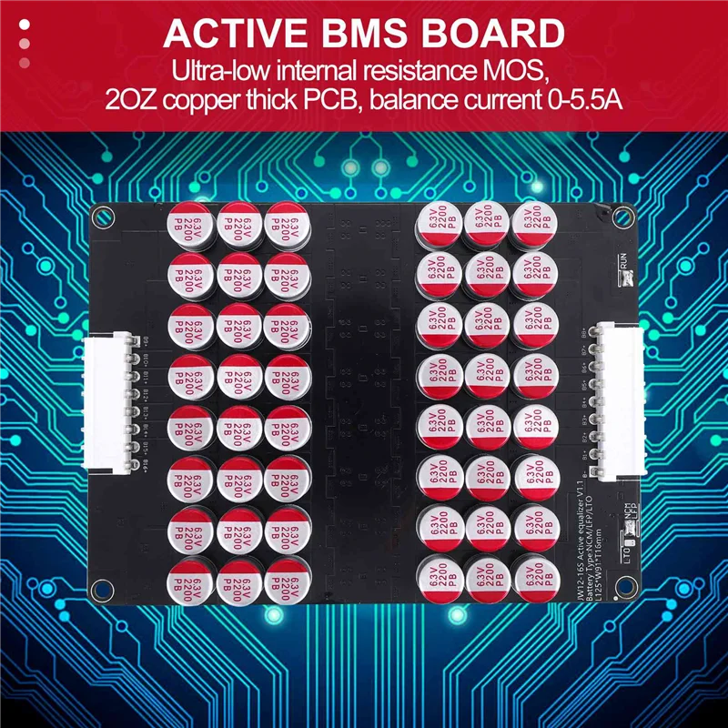

12S 13S 14S 15S 16S Active Equalizer Balancer Lifepo4 Lipo LTO Battery Energy Equalization Capacitor BMS Board