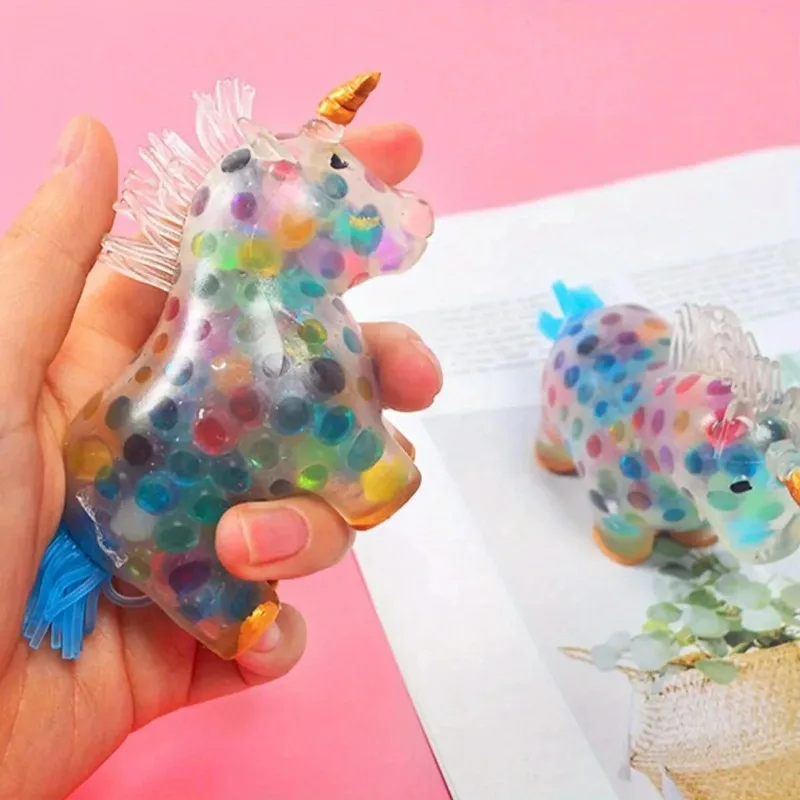 Balles anti-Stress licorne, jouet pour guérir votre humeur, jouet à presser, soulagement du Stress et de l'anxiété, boule licorne, Gel coloré d'eau