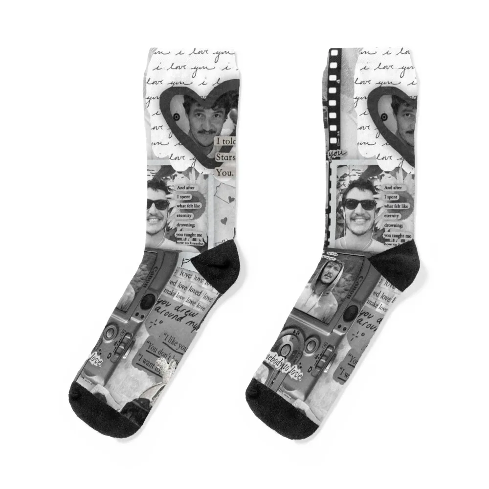 

pedro pascal b&w Socks Non-slip ankle Sports soccer anti-slip Designer Man Socks Women's