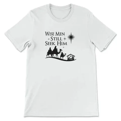 

Wise Men Seek Him Christmas T-Shirt, White, S