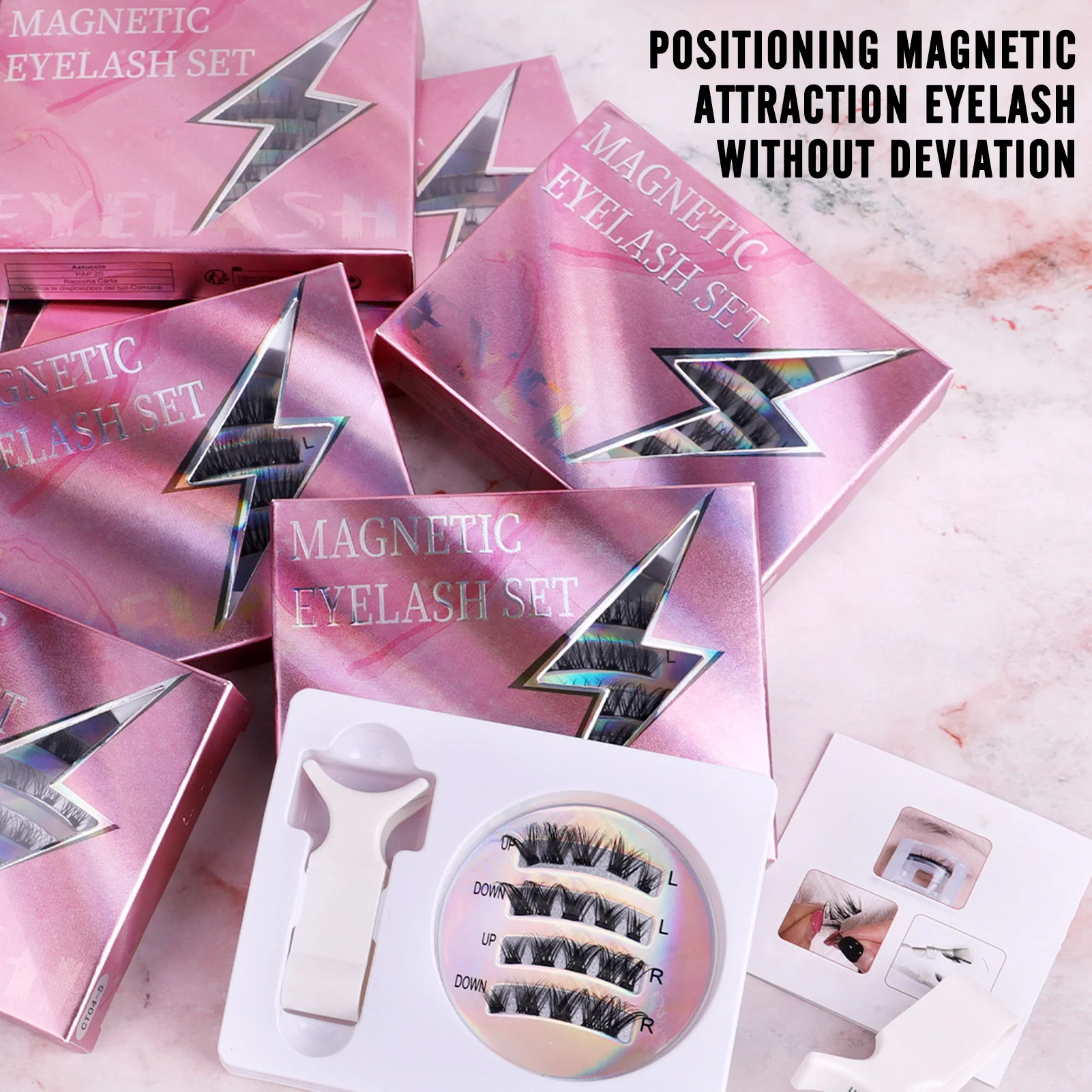 DIY Fluffy Magnetic Eyelashes Kit Reusable No Remover Curling Up Volume Lash Clusters with Applicator for Beauty Eye Makeup